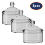 3pcs Gozo Small Round Jar Clear  Food Kitchen Storage Air Tight Lid Canister