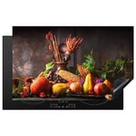 KitchenYeah© Protection Plaque Cuisson Deco Cuisine Cache Induction 83x51 cm Protège Pour Cuisiniere Protection Légumes - Fruits - Rustique - Table