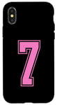 Coque pour iPhone X/XS Rose Numéro 7 Équipe Junior Sports Uniforme Numéroté