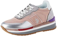 US Polo Association Femme Amy Suede Chaussures de Gymnastique, Multicolore (Pink/Silver 051), 41 EU