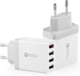 2 Pack Chargeurs Usb, Adaptateur De Charge Usb 4-Ports Avec Chargeur Rapide Intelligent Qc 3.0 33w Multi-Alimentation Pour Iphone 15/14/13/12/11/Samsung Galaxy S23/22/S21/S20/Xiaomi/Huawei E[X3450]