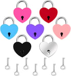 7 Pcs Petit Cadenas en Forme de Coeur avec Clé,Mini Serrures Amour Alliage Décorative,Cadeau pour Petit Ami Petite Amie,Convient à Journal Valise Bagage Boîte de Rangement(Multicolore)(Q1000)