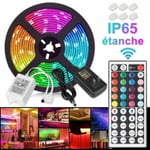 5M 3528 RGB 300 LED-remsa - Lampor + 12V 2A strömförsörjning + 44-knapps IR-fjärrkontroll IP65 Vattentät