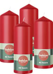 Bolsius - Lot de 4 bougies pilier - Rouge - 15 x 6 cm - Pour la maison - Combustion de 42 heures - Sans parfum - 5% cire végétalienne naturelle - Sans huile de palme - Saint Valentin