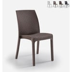 Bica - Chaise en polyrotin empilable pour bar jardin intérieur extérieur Virginia Couleur: Marron