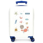 Enso Mr Crab Valise Cabine Blanche 33 x 50 x 20 cm Rigide ABS 33 L 2 kg 4 Roues Doubles Bagage Main, Blanc, Valise Cabine