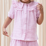 Fliink Ciao Stripe T Skjorte Cloud Dancer Pink Stripe