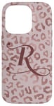 Coque pour iPhone 14 Pro Letter R Initial Leopard Rose Pink Cheetah Monogram