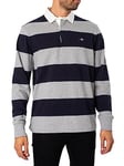 GANT Mens Stripe Rugger Rugby Polo Shirt Grey Melange L