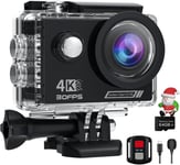 Camera Sport 4K Avec 64Gb Carte,131Ft Camera Sous Marine 20Mp Camera Etanche,Wifi Camera Casque Moto Avec Eis,Camera Action Avec Télécommande,2 Batteries,Kit D'Accessoire.