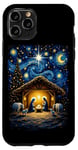 Coque pour iPhone 11 Pro Premier Noël Nuit étoilée Van Gogh Naissance de Jésus