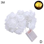 10/20 Led Rose Light String Fairy Lights Christmas Wedding D Warm White 3m