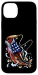 Coque pour iPhone 14 Plus Pêche au bar poisson drapeau américain papa père 4 juillet