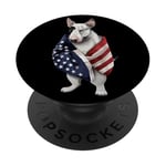 Bull Terrier Dog Patriot Wrap dans le drapeau des États-Unis Amérique PopSockets PopGrip Adhésif