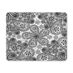 Ornamental Paisley Floral Lace with Cucumbers Black and White Rectangle Non-Slip Rubber Laptop Mousepad Mouse Pads/Mouse Mats Case Cover with Designs for Office Home Woman Man Boss