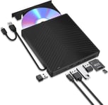 Lecteur Cd Dvd Externe 7 En 1,Graveur De Cd,Lecteur Cd Usb 3.0 Avec 4 Ports Usb Et 2 Emplacements Pour Carte Tf/Sd,Lecteur Cd Usb Optique Fin Pour Pc Windows 11/10/8 Ordinateur Portable Mac