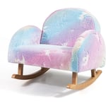 Chaise à Bascule Enfant Lumineux (Brillant dans Le Noir) avec Motif de Licorne, Fauteuil à Bascule en Bois avec Dossier & Accoudoirs Confortable,