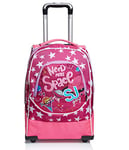 SJ GANG Rolling backpack, Wheeled Book Bag, 2 in 1, Backpack + Trolley, for Teen, Girls&Boys, For School, Sport, Free Time, Laptop Sleeve, Italian Design, multicolor