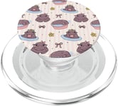 Coquette Rose Nœud Bébé Hippopotame Motif Kawaii PopSockets PopGrip pour MagSafe