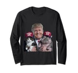 Trump 24 Moo Deng and Cat Ready for the Campaign Long Sleeve T-Shirt