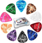 Lot de 60 Médiators pour Guitare dans une boîte, 6 Épaisseurs Différentes Plectre Guitare en Celluloïd Pick Guitare 0.5/0.58/0.75/0.84/1.0/1.2 mm pour Basse Ukulélé Guitare Électriqu