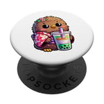 Kiwi Bird Drinking Bubble Tea Japanese Kimono PopSockets Adhesive PopGrip