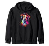 Artistic Colorful Jack Russell Terrier Headphones Dog Jacky Zip Hoodie