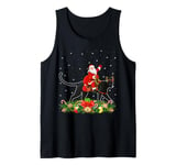 Xmas Decor Lights Funny Santa Riding Panther Christmas Tank Top