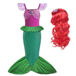 Disney Lilla Sjöjungfrun Ariel Prinsessklänning Barnklänning För Flickor Cosplay Barn Karneval Födelsedagsfestkläder Sjöjungfrudräkt V 3-4T(size 110) 2pcs Mermaid Set