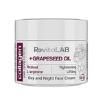 RevitaLAB - Crème de jour et de nuit au collagène hydratante et anti-âge, enrichie en acide hyaluronique, L-arginine, rétinol et filtre à rayons UVA/UVB, pour personnes de 50 à 65 ans, 50 ml