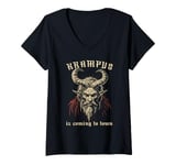 Womens Krampus Is Coming To Town Christmas Monster Men Women Kids V-Neck T-Shirt