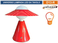 Lampe De Table D13-R Moderne Douille Ampoule E27 Rouge Uni