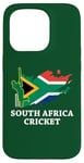 Coque pour iPhone 15 Pro Couleurs du drapeau sud-africain Cricket Afrique du Sud