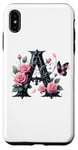 Coque pour iPhone XS Max Letter A Initial Floral Monogram Rose Pink Flower Butterfly