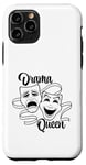 Coque pour iPhone 11 Pro Masques de théâtre comédie et tragédie Drama Queen Black Line