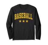 Baseball All Yellow Stars Classic Retro Varsity Text Long Sleeve T-Shirt