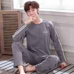 Homme Pyjama Set,Pyjamas Pour Hommes Homewear Pyjamas En Coton D’Automne Ensemble Avec Pantalons De Nuit Masculins Vêtements De Nuit À Manches Longues Vêtements De Maison En Coton Pour Hommes, Gr