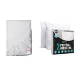 Dreamzie Protege Matelas 140x190 Imperméable - Made in Europe - pour Matelas 140 x 190 cm & Protege Oreiller 65x65 Lot de 2 Made in EU et Oeko-TEX Dreamzie - Taie Oreiller 65x65