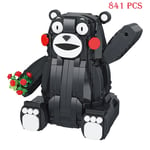 Kumamon Bear Building Blocks City Stree View Series Sakura Flowers House DIY Cof