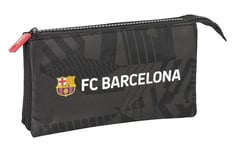 Safta F.C. Barcelona Black – Triple Pencil Case, Children's Pencil Case, Ideal for School Children, Comfortable and Versatile, Quality and Resistance, 22 x 3 x 12 cm, Black, Black/White, Estándar,