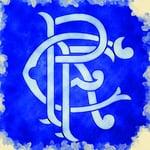 L Lumartos Glasgow Rangers FC Badge on Blue Background Contemporary Home Decor Wall Art Watercolour Print, 10 x 10 Inches