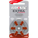 Rayovac Extra advanced 312 Brun Hörapparatsbatteri, 6 st