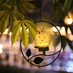 Lampes de Jardin Solaires Hibou Résine Pendentif LED Lanterne Suspendue Lumières Décoratives Fer Pendentif Lumière LED pour Pelouse Patio Balcon Cour Fête de Mariage