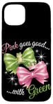 iPhone 15 Plus Pink Green Bow Tie Frog Princess Fun Outfit Case