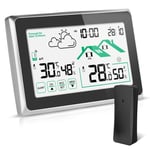 Station Meteo Interieur Exterieur Sans Fil, Thermomètre Numérique Hygromètre Station Météo Écran LCD avec Rétroéclairage, Prévisions Météorologiques Automatiques 12/24 Heures, pour Bureau, Maison