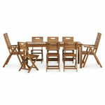Salon de jardin table et chaises en bois 8 personnes Goodhome DENIA