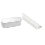 D-Line Cable Tidy Box, Hide and Conceal Extension Blocks and Electrical Cables, Large, White & EU/1D3015W/EH Mini Trunking, Electrical Cable Management Solution, White (1-Meter Length)