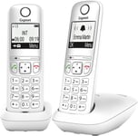 A695 Duo-2 Telephone Dect Sans Fil-Grand Ecran A Haut Contraste-Excellente Qualite Audio-Fonction Mains Libres-Protection D'Appels Indesirables,Blanc[Version Française]