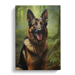 German Shepherd Hard Edge Painting Canvas Print for Living Room Bedroom Home Office Décor, Wall Art Picture Ready to Hang, 30x20 Inch (76x50 cm)