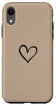 Coque pour iPhone XR Beige sable foncé – Cœur mignon simple chic bohème dessiné à la main